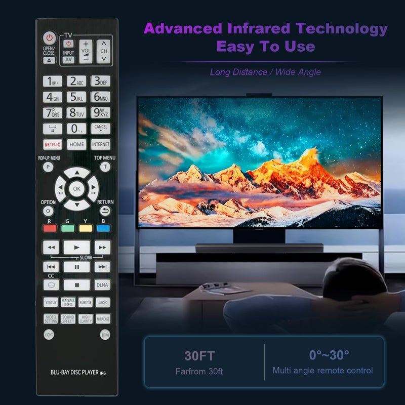 AULCMEET جهاز تحكم عن بعد N2QAYA000131 بديل متوافق مع مشغل بلو راي 4K باناسونيك DMP-UB900 DMP-UB900-K DMP-UB900GN DMP-UB900GNK - Image 3